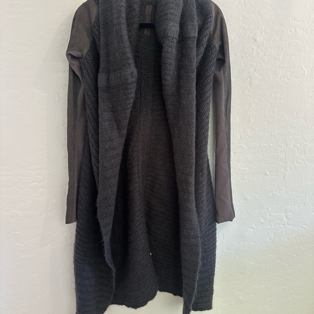 Rick Owens FW11 Limo Cardigan with Leather Sleeves Size S